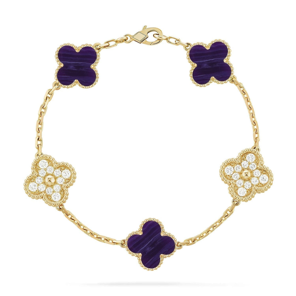[⭐Hevara Jewelry]CLOVER 5 MOTIF PURPLE STRIPES BRACELET COLLECTION