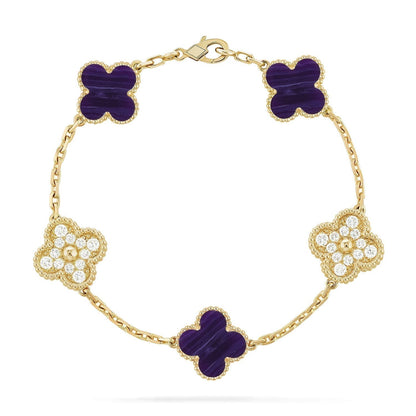 [⭐Hevara Jewelry]CLOVER 5 MOTIF PURPLE STRIPES BRACELET COLLECTION