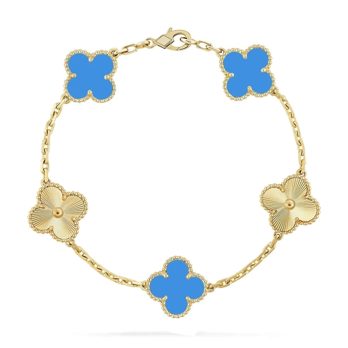 [⭐Hevara Jewelry] CLOVER 5 MOTIF BLUE AGATE BRACELET COLLECTION