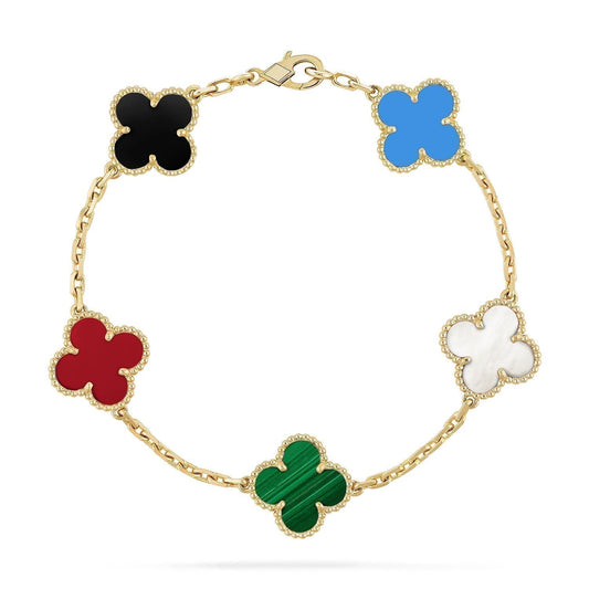 [⭐Hevara Jewelry]CLOVER 5 MOTIFS MULTICOLOR BRACELET