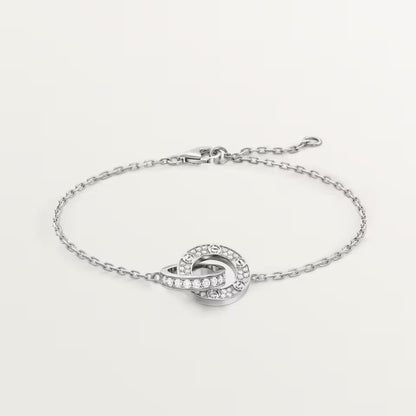 [⭐Hevara Jewelry]LOVE DOUBLE RING FULL DIAMOND BRACELET