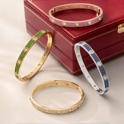 [⭐Hevara Jewelry]2026 PAVE GEMSTONE LOVE BRACELET 6.1MM 10 DIAMONDS