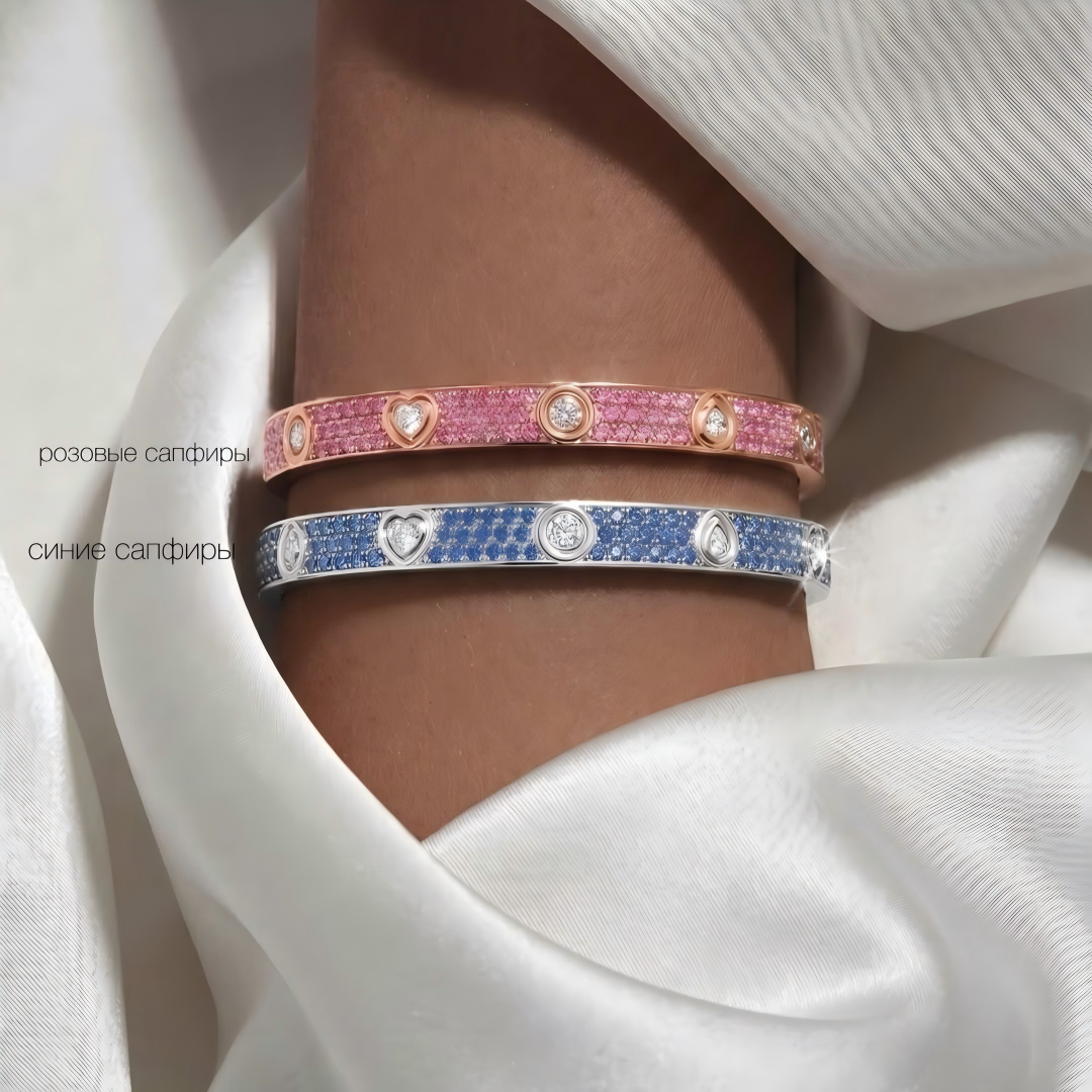 [⭐Hevara Jewelry]2026 PAVE GEMSTONE LOVE BRACELET 6.1MM 10 DIAMONDS