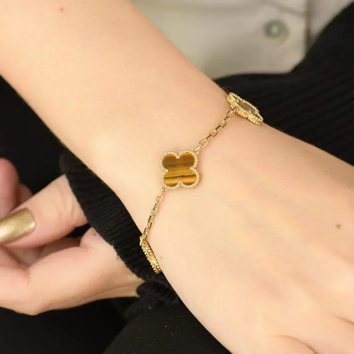 [⭐Hevara Jewelry] CLOVER 5 MOTIFS TIGER EYE BRACELET COLLECTION