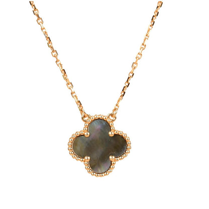 [⭐Hevara Jewelry]CLOVER 15MM  GRAY MOTHER OF PEARL NECKLACE
