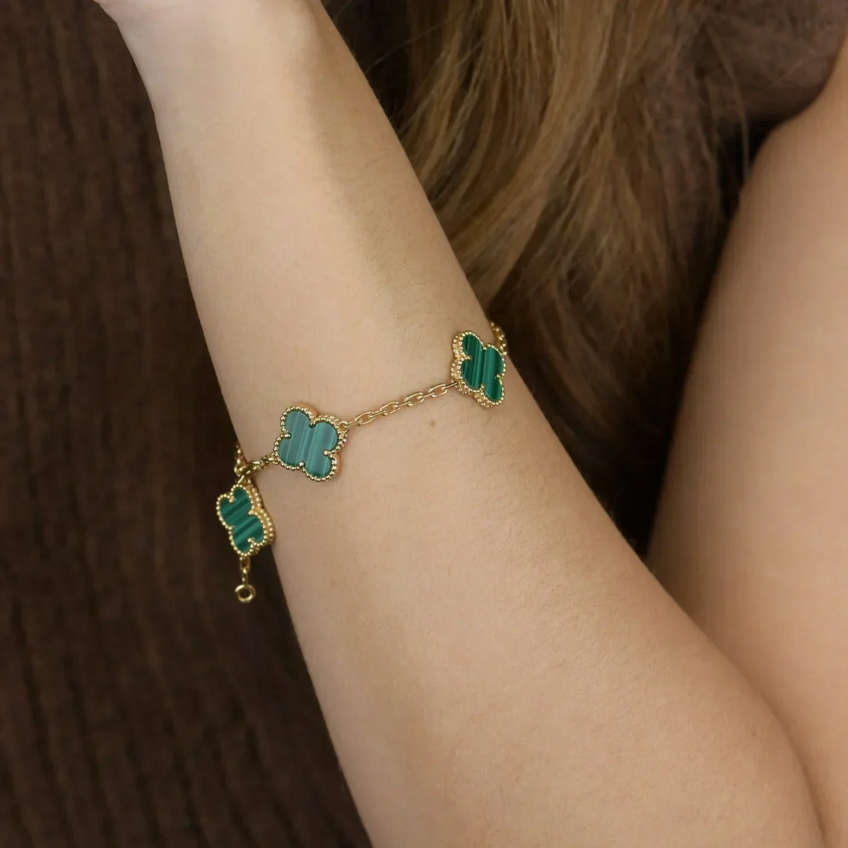 [⭐Hevara Jewelry] CLOVER 5 MOTIF MALACHITE BRACELET COLLECTION