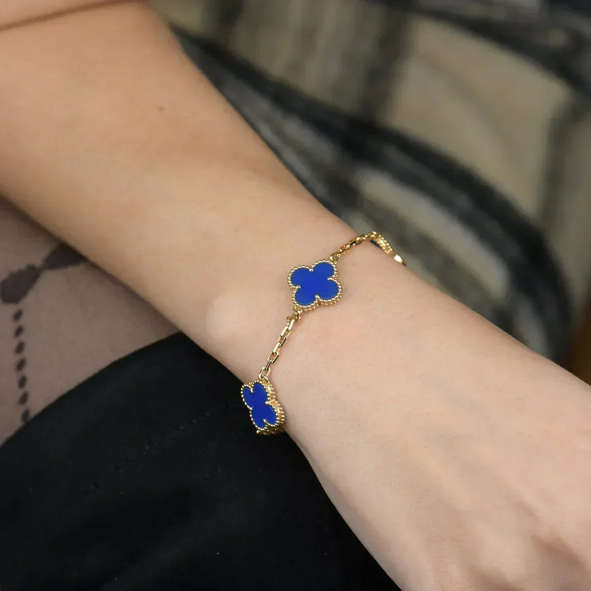 [⭐Hevara Jewelry] CLOVER 5 MOTIF BLUE AGATE BRACELET COLLECTION