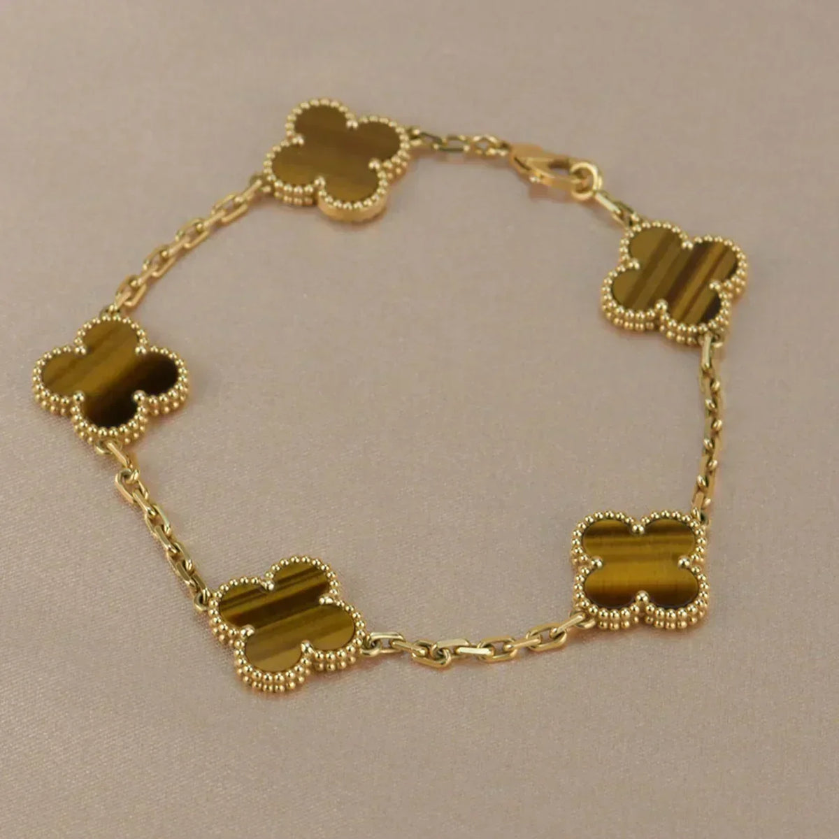 [⭐Hevara Jewelry] CLOVER 5 MOTIFS TIGER EYE BRACELET COLLECTION