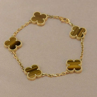 [⭐Hevara Jewelry] CLOVER 5 MOTIFS TIGER EYE BRACELET COLLECTION