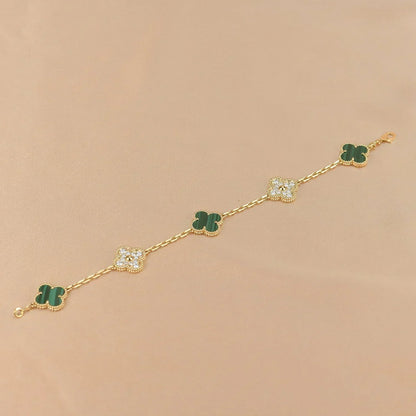 [⭐Hevara Jewelry] CLOVER 5 MOTIF MALACHITE BRACELET COLLECTION
