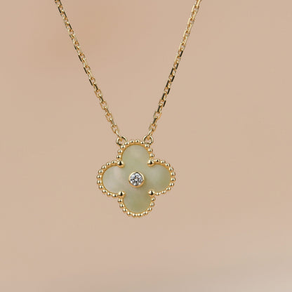 [⭐Hevara Jewelry]CLOVER 15MM DIAMOND GOLD MOTHER OF PEARL NECKLACE