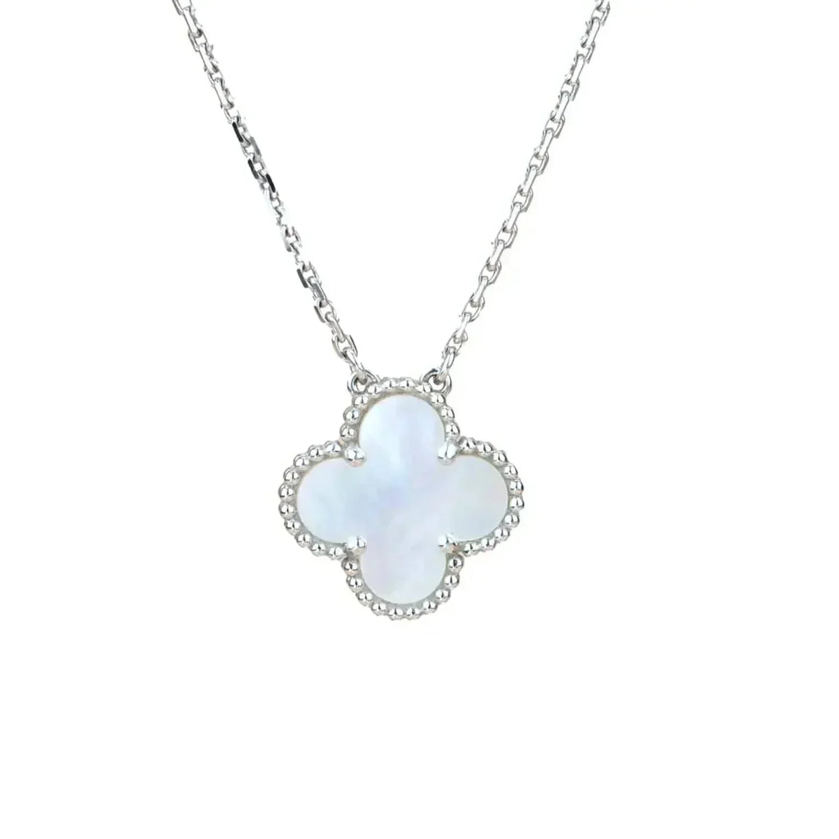 [⭐Hevara Jewelry]CLOVER  15MM WHITE MOTHER-OF-PEARL SILVER