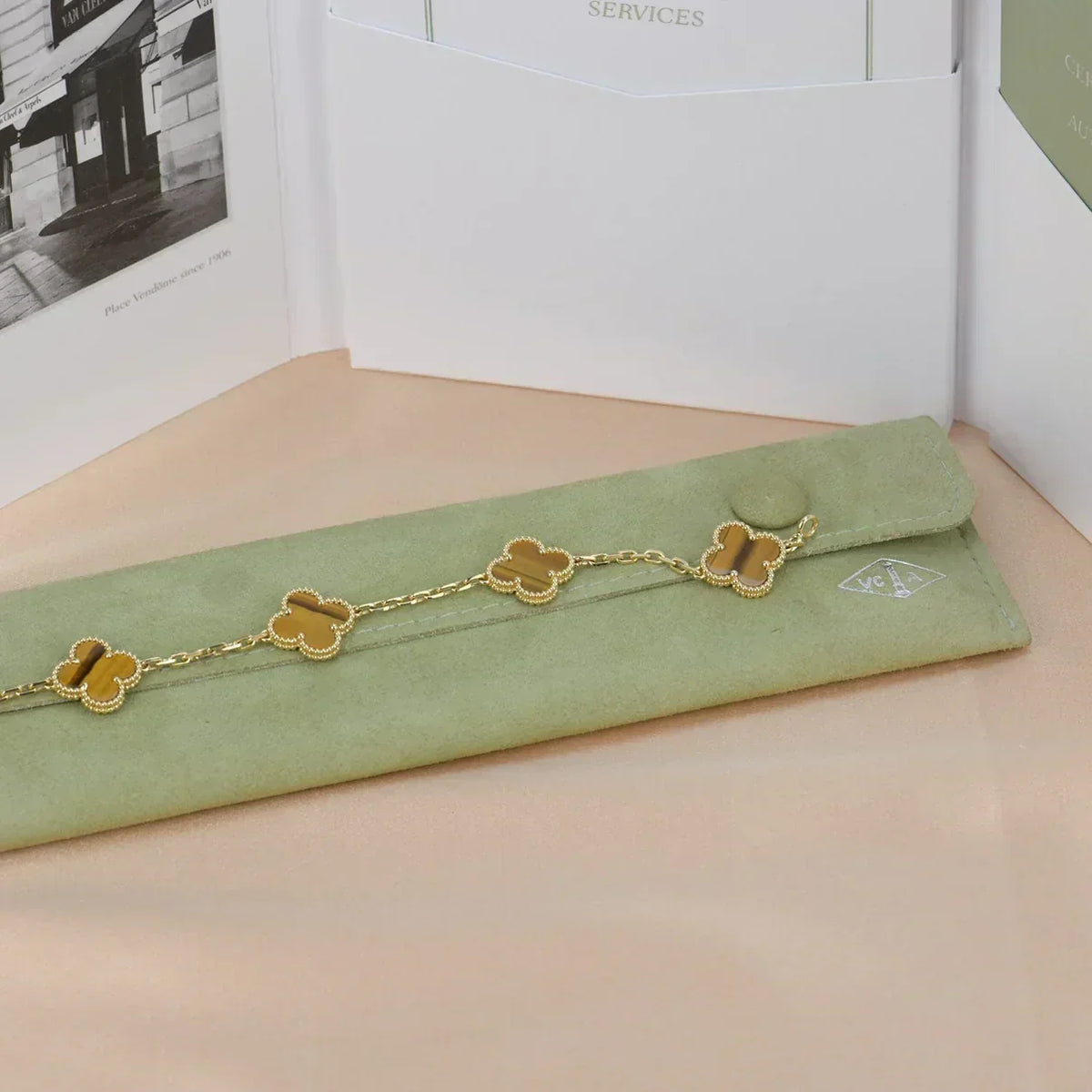 [⭐Hevara Jewelry] CLOVER 5 MOTIFS TIGER EYE BRACELET COLLECTION