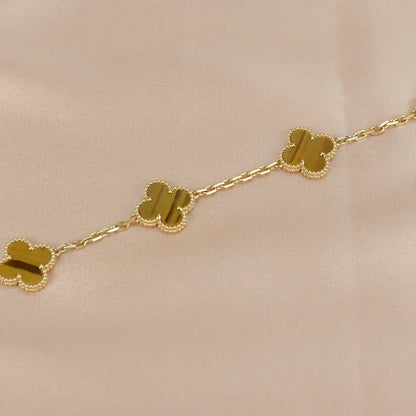 [⭐Hevara Jewelry] CLOVER 5 MOTIFS TIGER EYE BRACELET COLLECTION