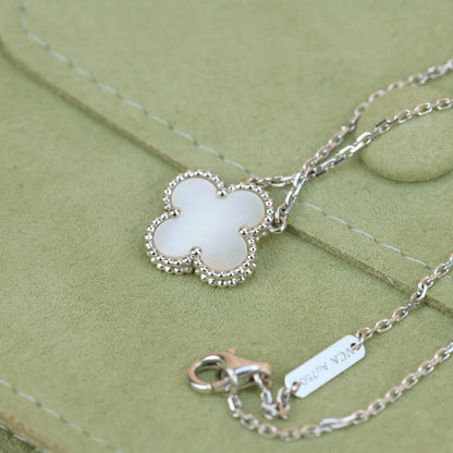 [⭐Hevara Jewelry]CLOVER  15MM WHITE MOTHER-OF-PEARL SILVER