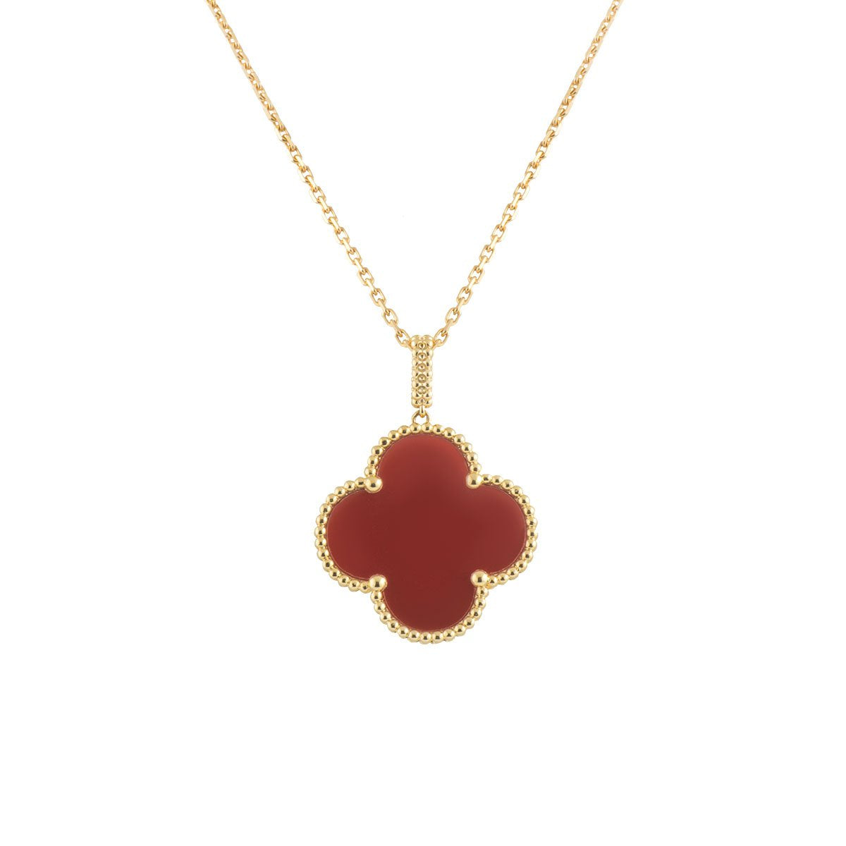 [⭐Hevara Jewelry]CLOVER 25MM NECKLACE GOLD CARNELIAN