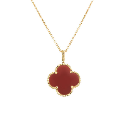 [⭐Hevara Jewelry]CLOVER 25MM NECKLACE GOLD CARNELIAN