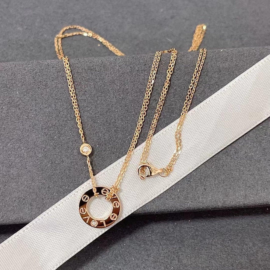 [⭐Hevara Jewelry]LOVE NECKLACE 16MM 2 DIAMONDS