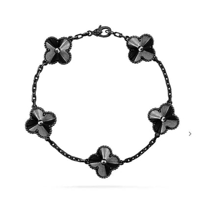 [⭐Hevara Jewelry]CLOVER 5 MOTIF BLACK BRACELET