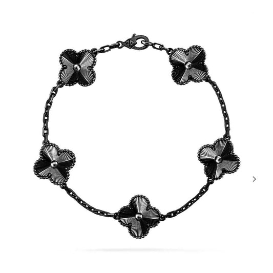 [⭐Hevara Jewelry]CLOVER 5 MOTIF BLACK BRACELET