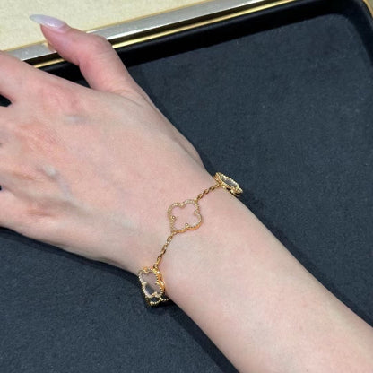 [⭐Hevara Jewelry]CLOVER 5 MOTIF ROCK CRYSTAL BRACELET
