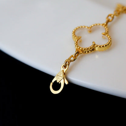 [⭐Hevara Jewelry]CLOVER 5 MOTIF ROCK CRYSTAL BRACELET