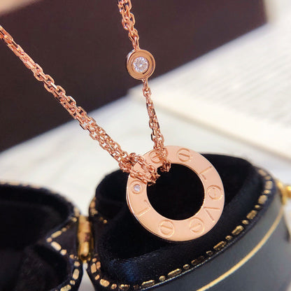 [⭐Hevara Jewelry]LOVE NECKLACE 16MM 2 DIAMONDS