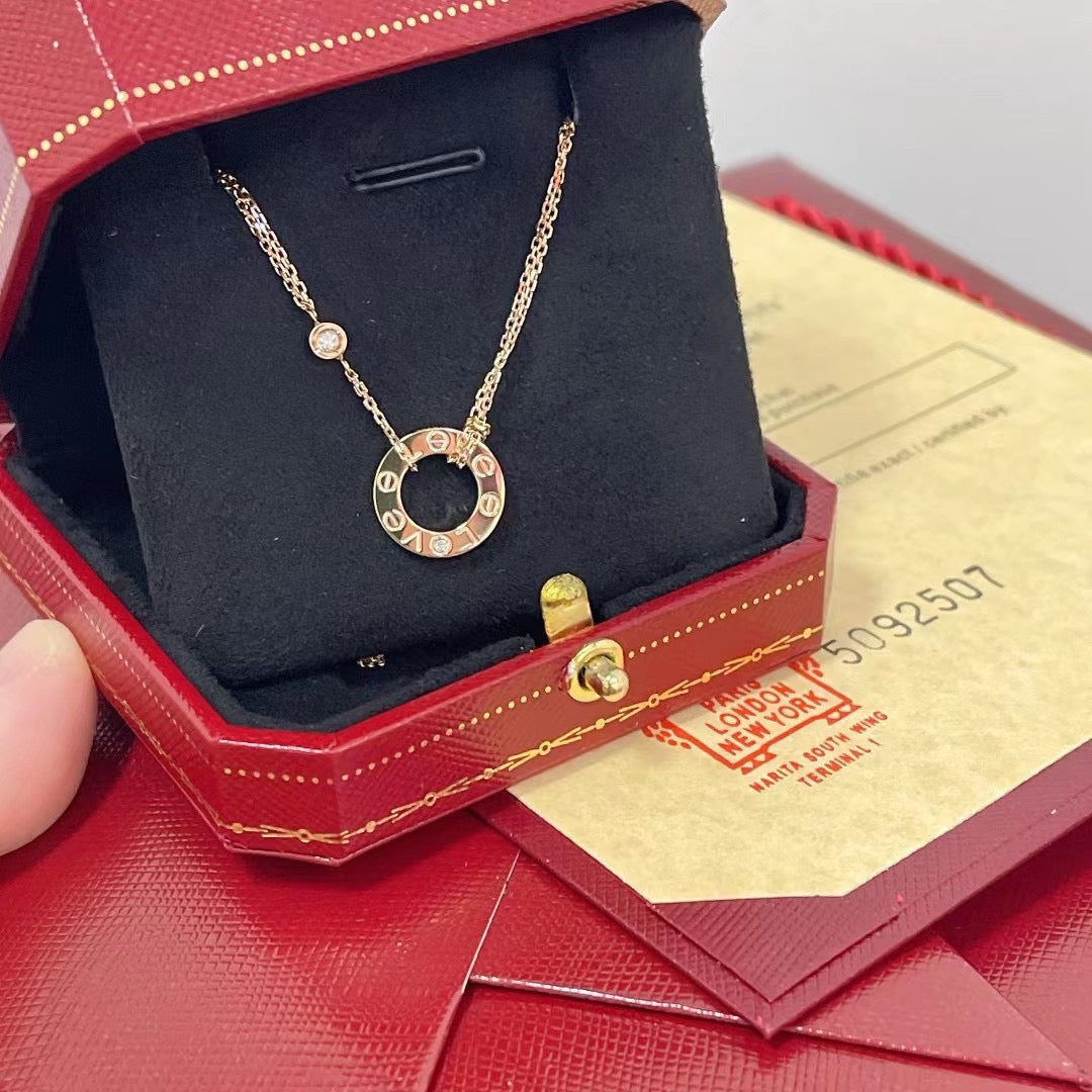 [⭐Hevara Jewelry]LOVE NECKLACE 16MM 2 DIAMONDS