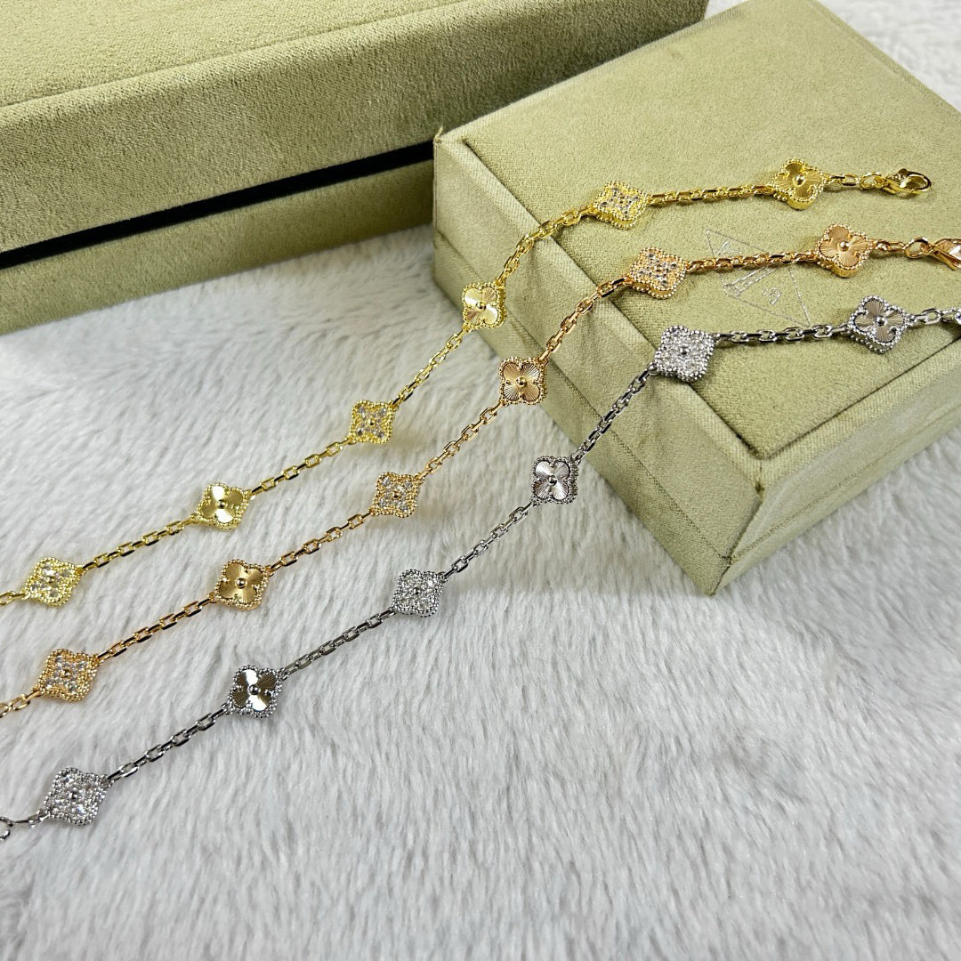 [⭐Hevara Jewelry]CLOVER 6 MOTIF DIAMOND LASER BRACELET
