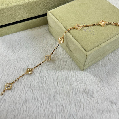 [⭐Hevara Jewelry]CLOVER 6 MOTIF DIAMOND LASER BRACELET