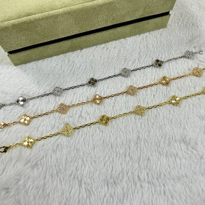[⭐Hevara Jewelry]CLOVER 6 MOTIF DIAMOND LASER BRACELET