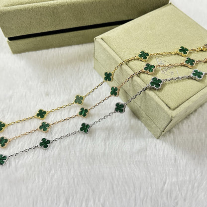 [⭐Hevara Jewelry]CLOVER 6 MOTIF MALACHITE BRACELET
