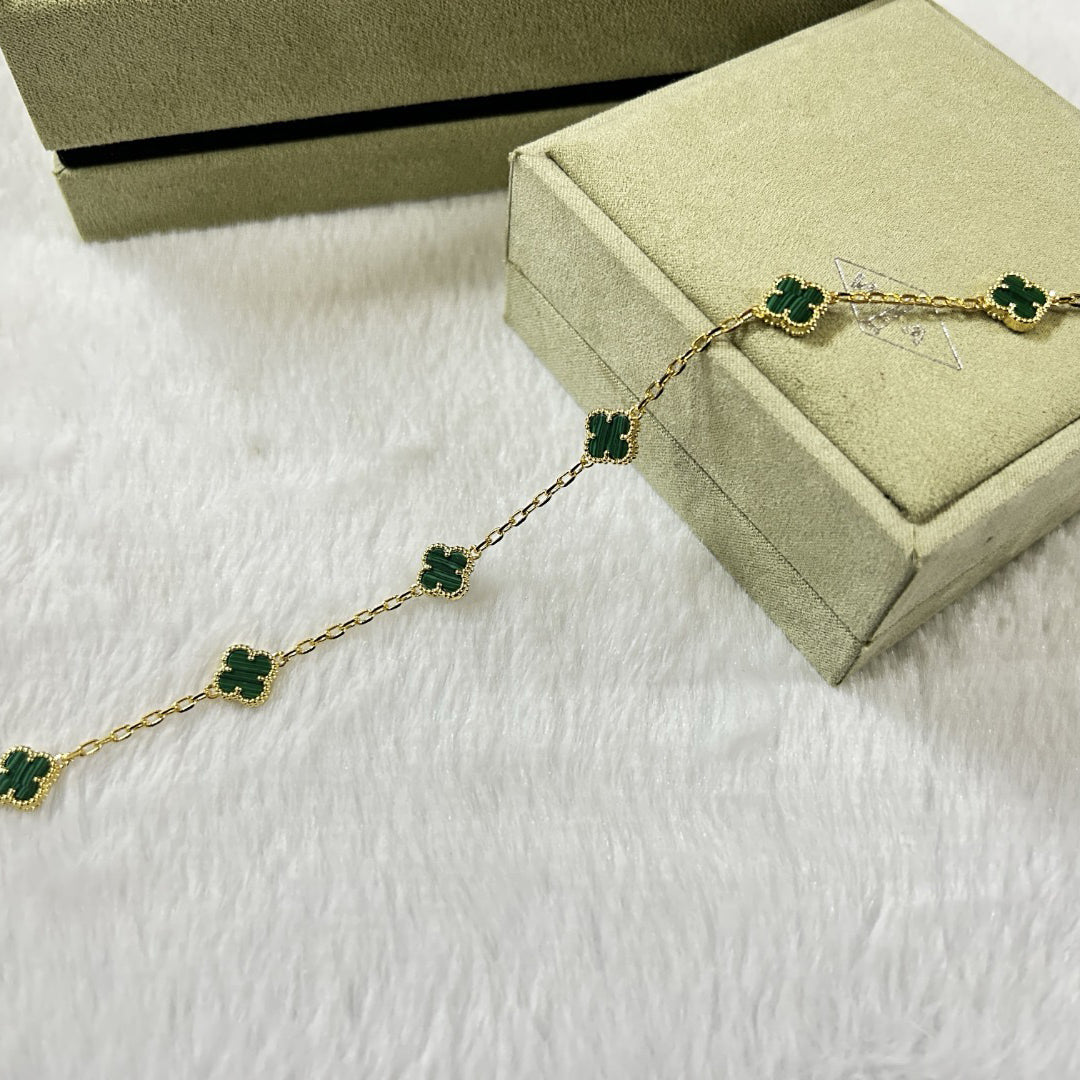 [⭐Hevara Jewelry]CLOVER 6 MOTIF MALACHITE BRACELET