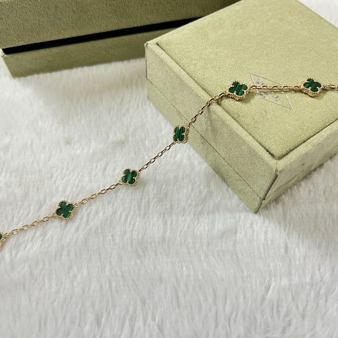 [⭐Hevara Jewelry]CLOVER 6 MOTIF MALACHITE BRACELET
