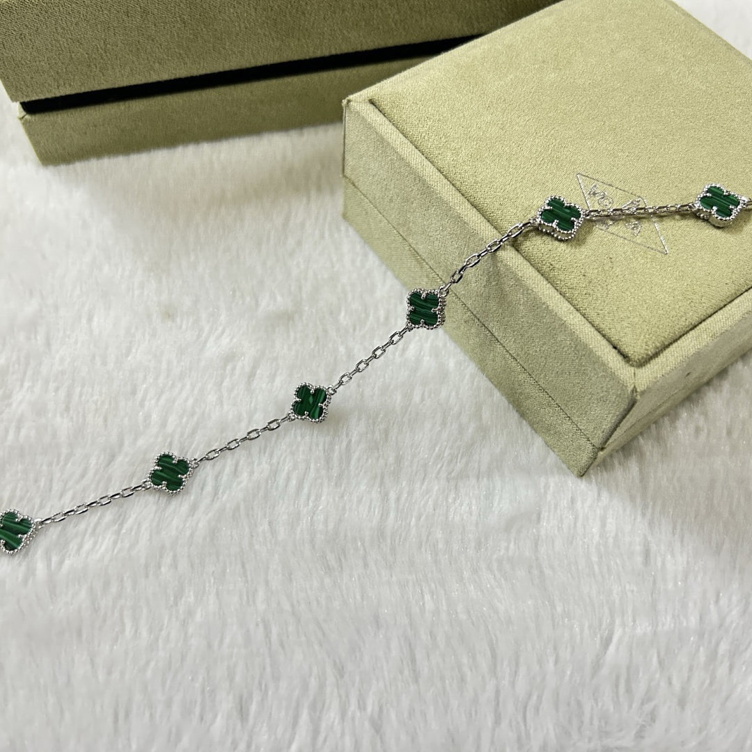 [⭐Hevara Jewelry]CLOVER 6 MOTIF MALACHITE BRACELET