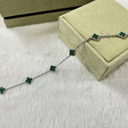 [⭐Hevara Jewelry]CLOVER 6 MOTIF MALACHITE BRACELET