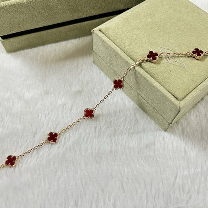 [⭐Hevara Jewelry]CLOVER 6 MOTIF RED AGATE BRACELET