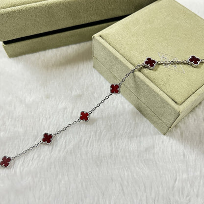 [⭐Hevara Jewelry]CLOVER 6 MOTIF RED AGATE BRACELET