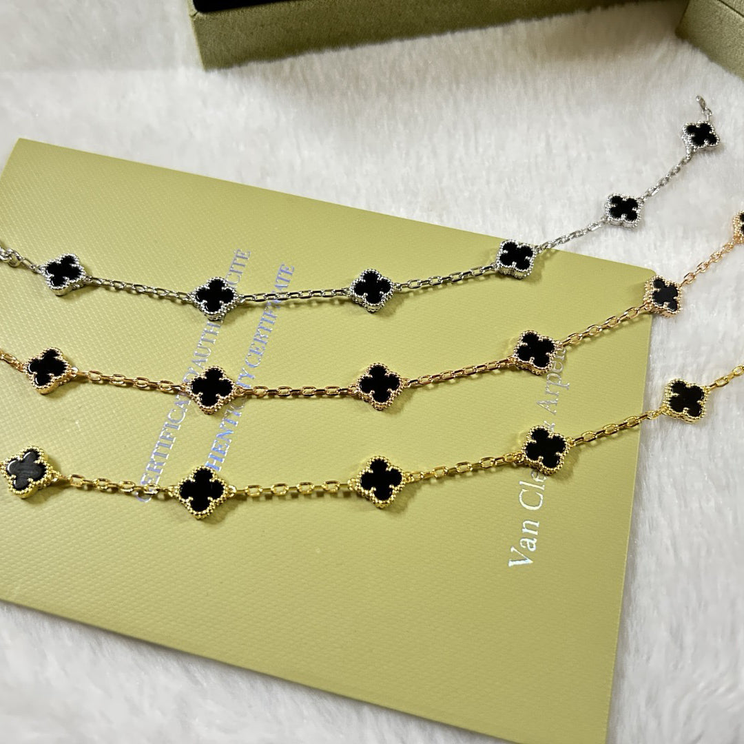 [⭐Hevara Jewelry]CLOVER 6 MOTIF  ONYXS BRACELET