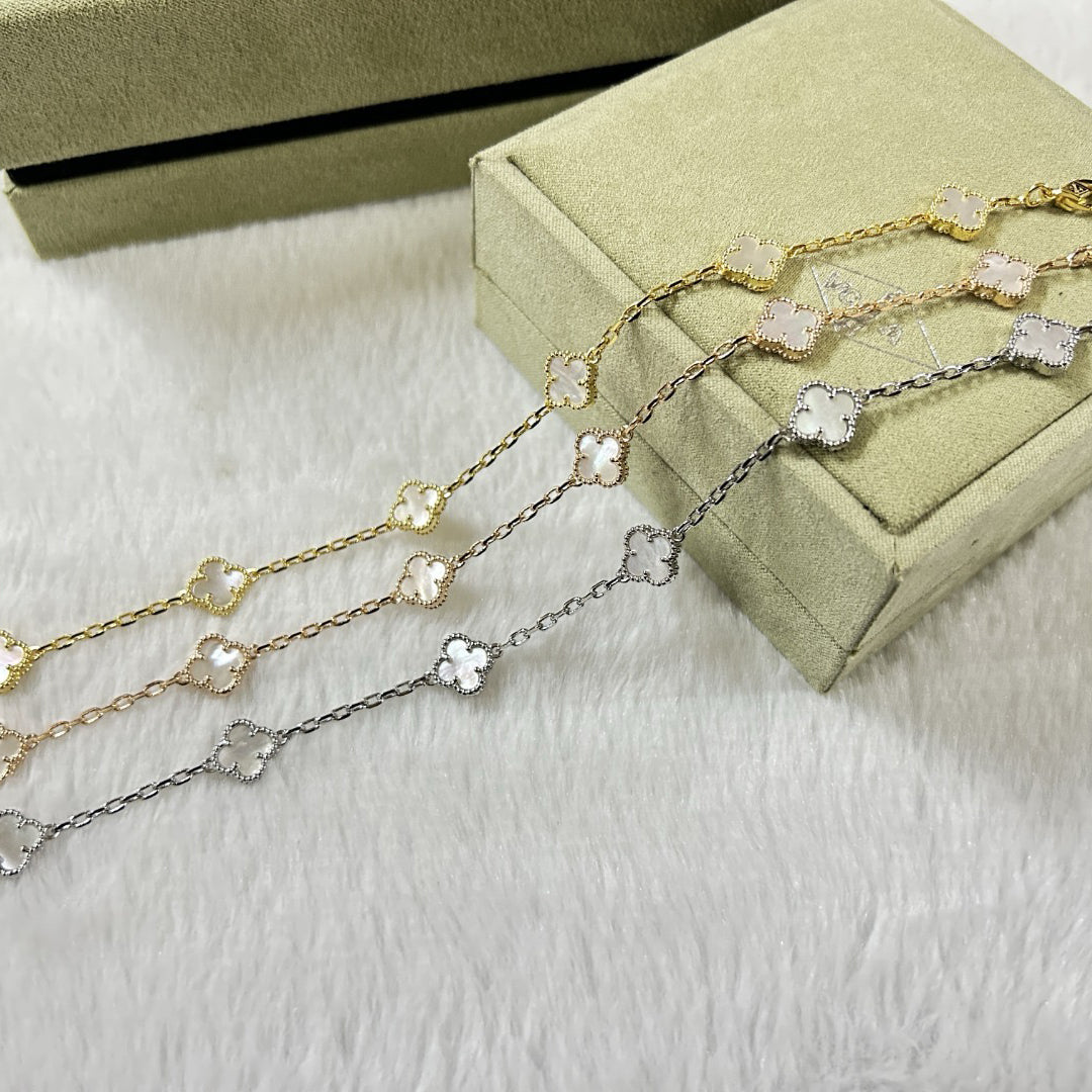 [⭐Hevara Jewelry]CLOVER 6 MOTIF WHITE MOP BRACELET