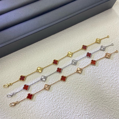 [⭐Hevara Jewelry]CLOVER 6 MOTIF RED AGATE LASER BRACELET