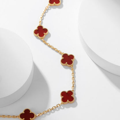 [⭐Hevara Jewelry]CLOVER 10 MOTIFS CARNELIAN NECKLACE