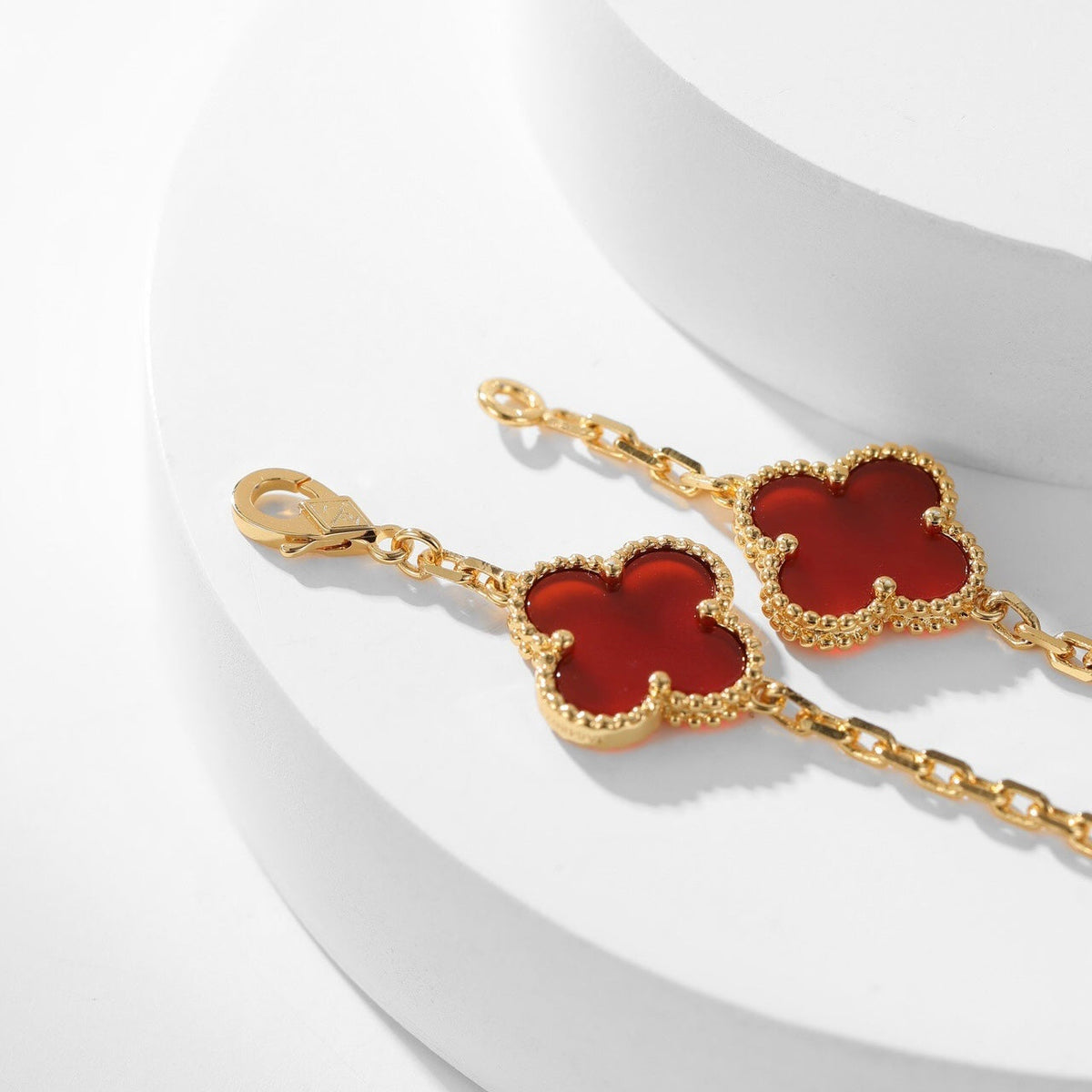 [⭐Hevara Jewelry]CLOVER 10 MOTIFS CARNELIAN NECKLACE