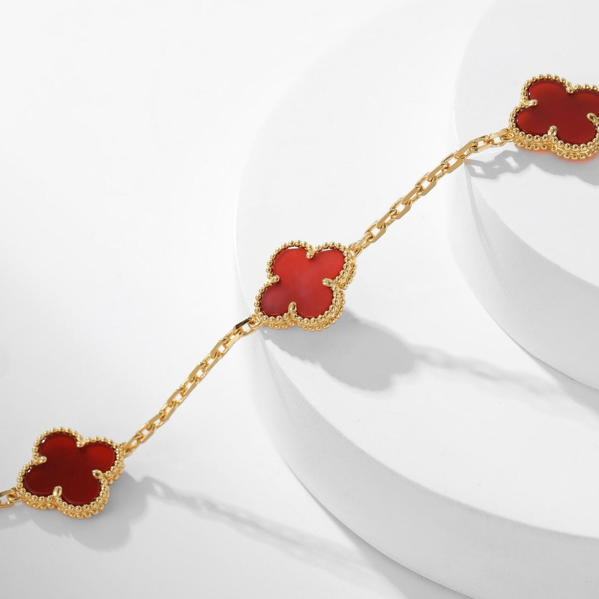 [⭐Hevara Jewelry]CLOVER 10 MOTIFS CARNELIAN NECKLACE