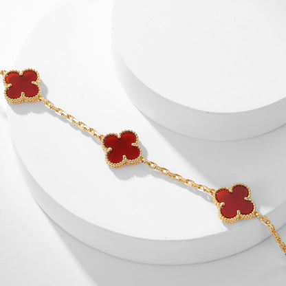 [⭐Hevara Jewelry]CLOVER 10 MOTIFS CARNELIAN NECKLACE