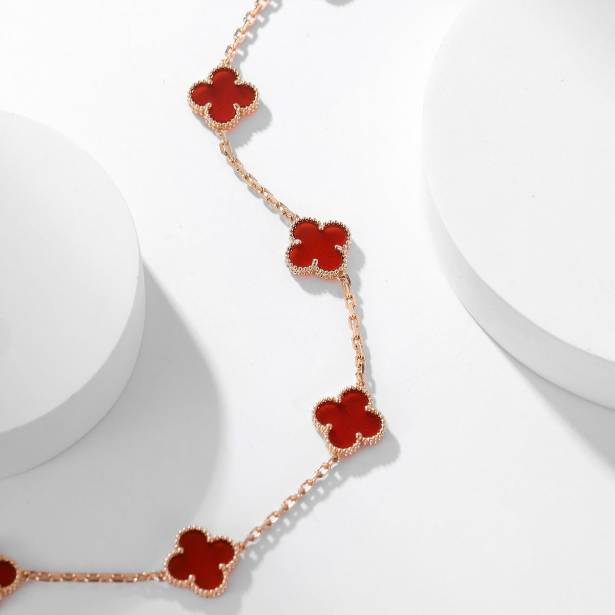 [⭐Hevara Jewelry]CLOVER 10 MOTIFS CARNELIAN NECKLACE