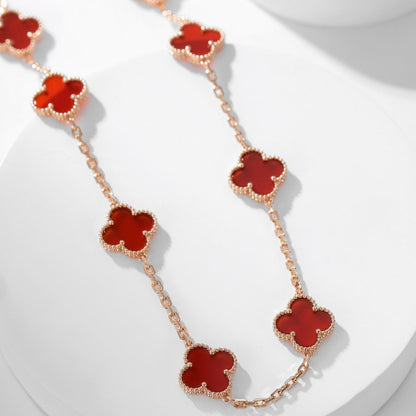 [⭐Hevara Jewelry]CLOVER 10 MOTIFS CARNELIAN NECKLACE