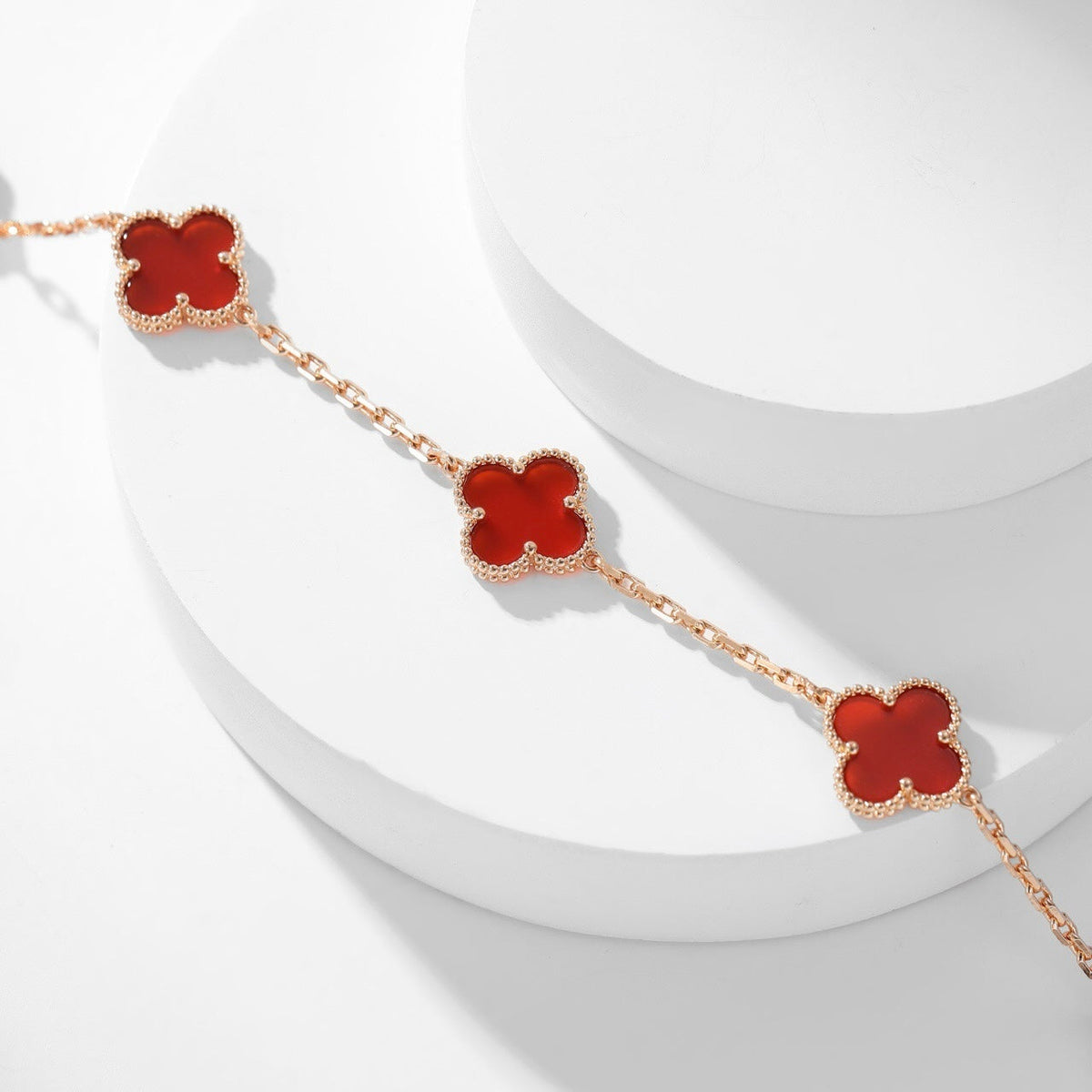 [⭐Hevara Jewelry]CLOVER 10 MOTIFS CARNELIAN NECKLACE