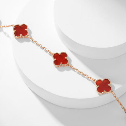 [⭐Hevara Jewelry]CLOVER 10 MOTIFS CARNELIAN NECKLACE
