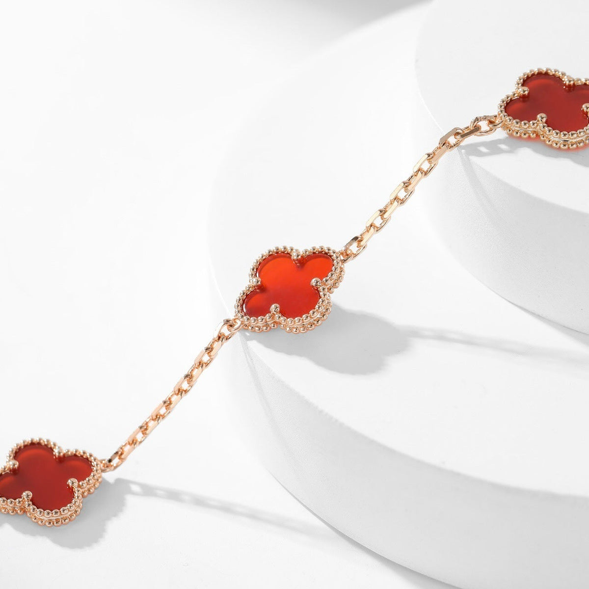 [⭐Hevara Jewelry]CLOVER 10 MOTIFS CARNELIAN NECKLACE